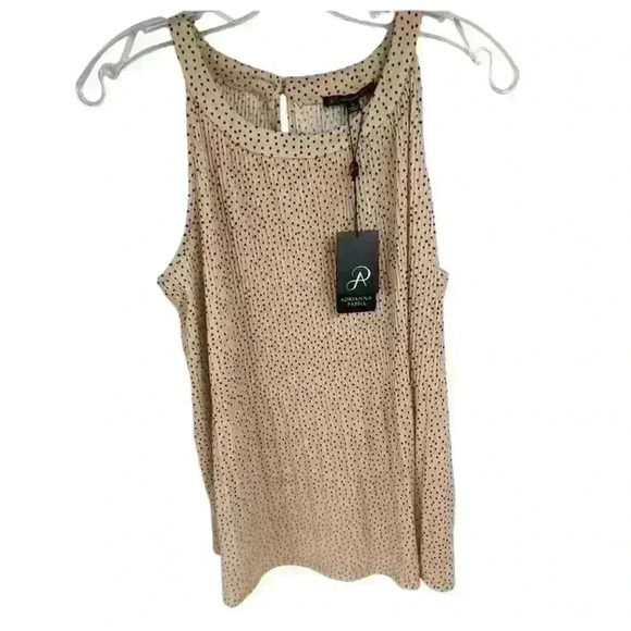 Adrianna Papell NWT pleated Top in Champagne/Blush Small blk polka dots Medium - Picture 11 of 12